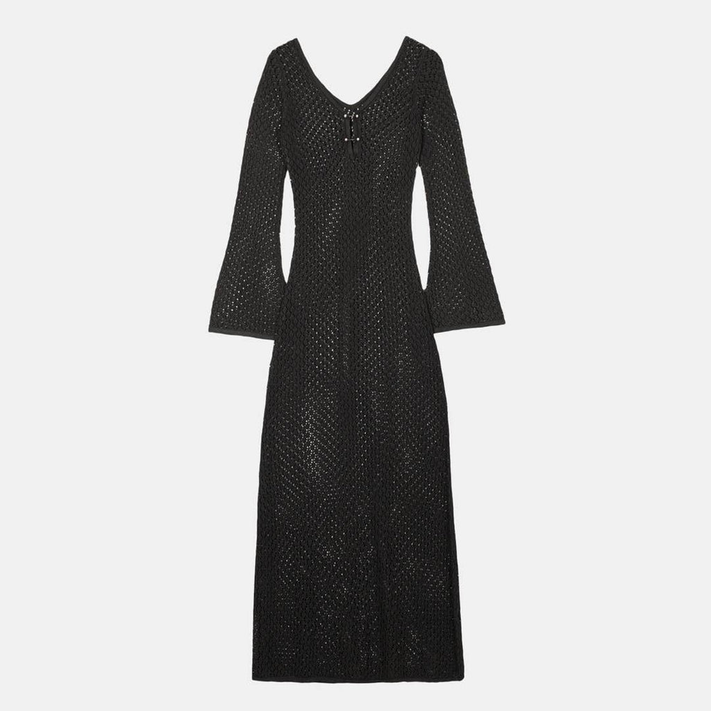 Vestido maxi de croché: Verde / M