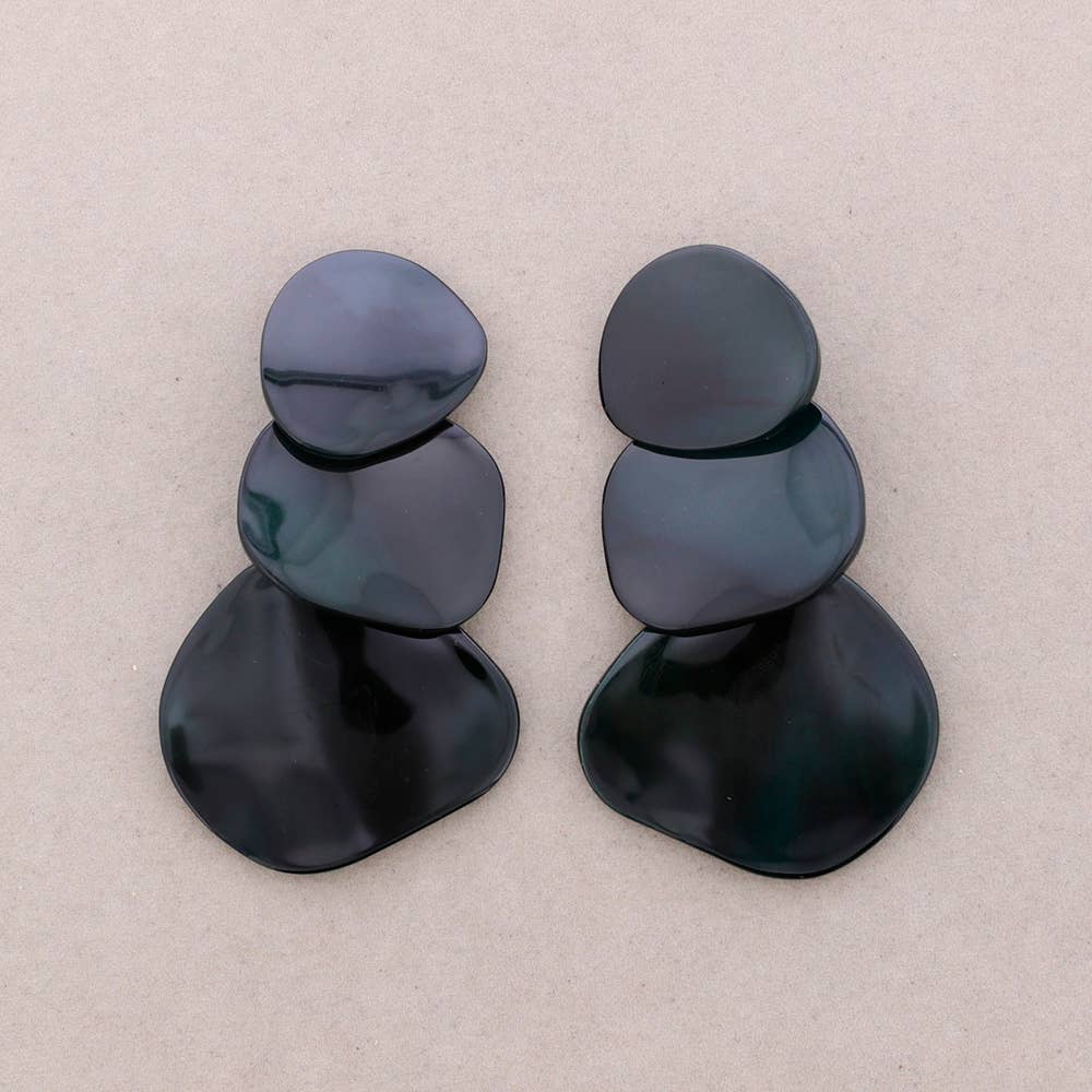 Pendientes Cuentas Resina: Negro