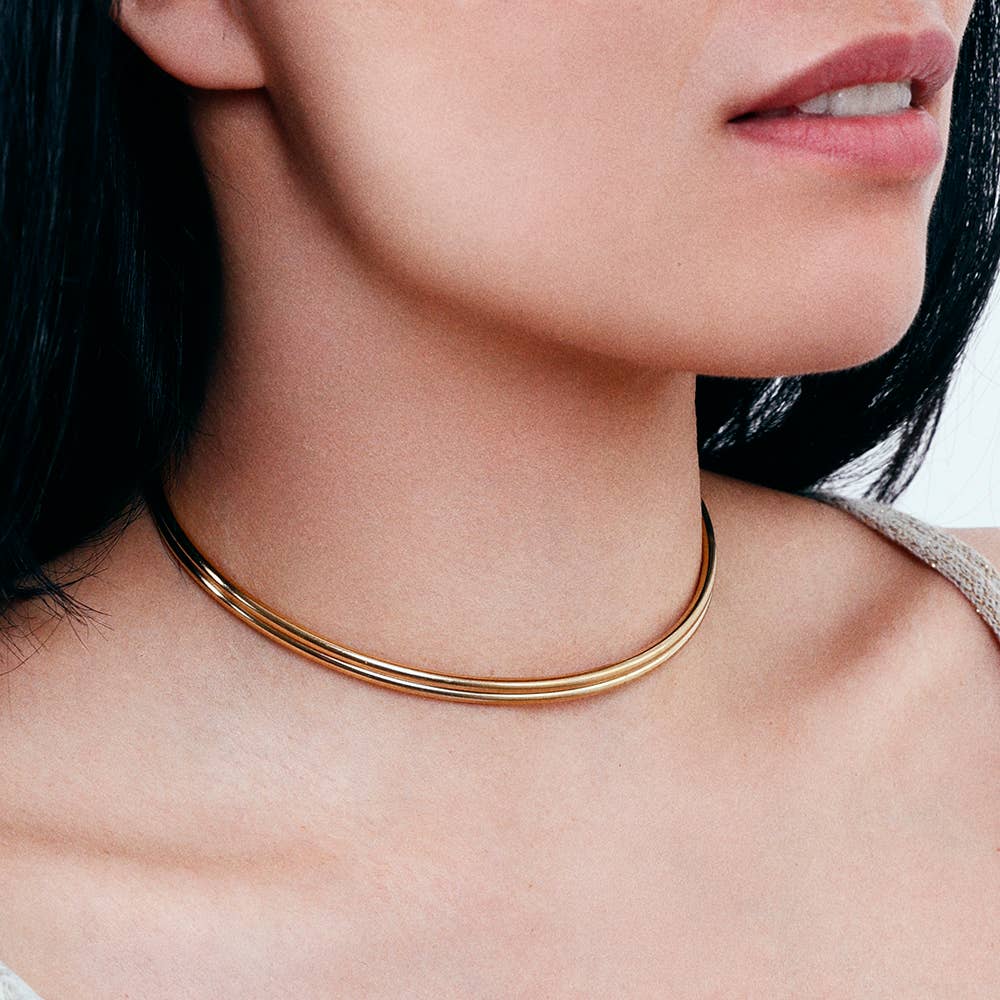 Choker Acero Ajustable Doble: Dorado