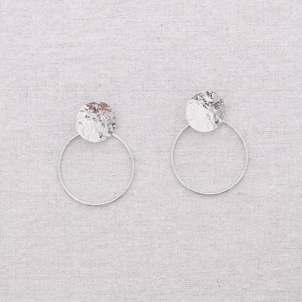 Pendientes Acero Medalla Colgante Aro: Plateado