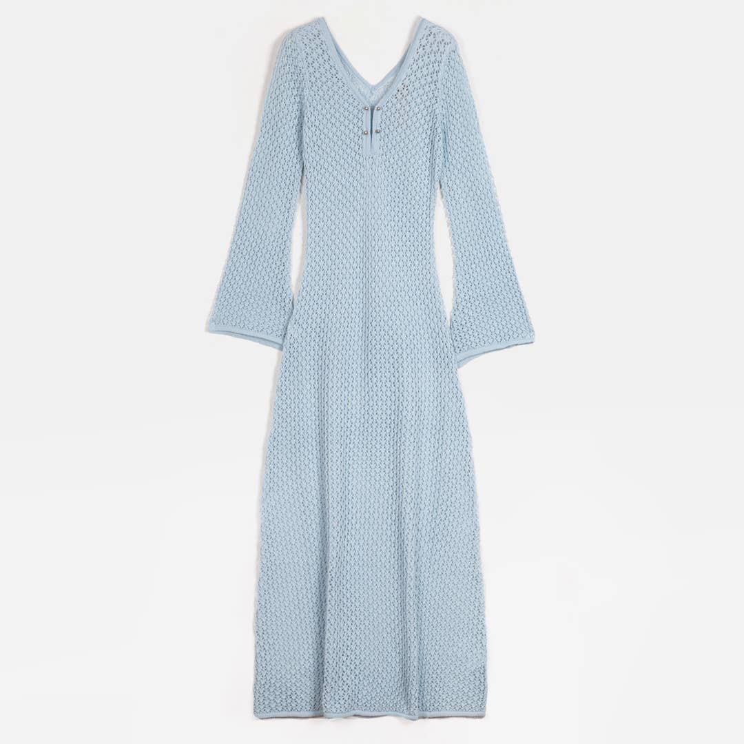Vestido maxi de croché: Verde / S