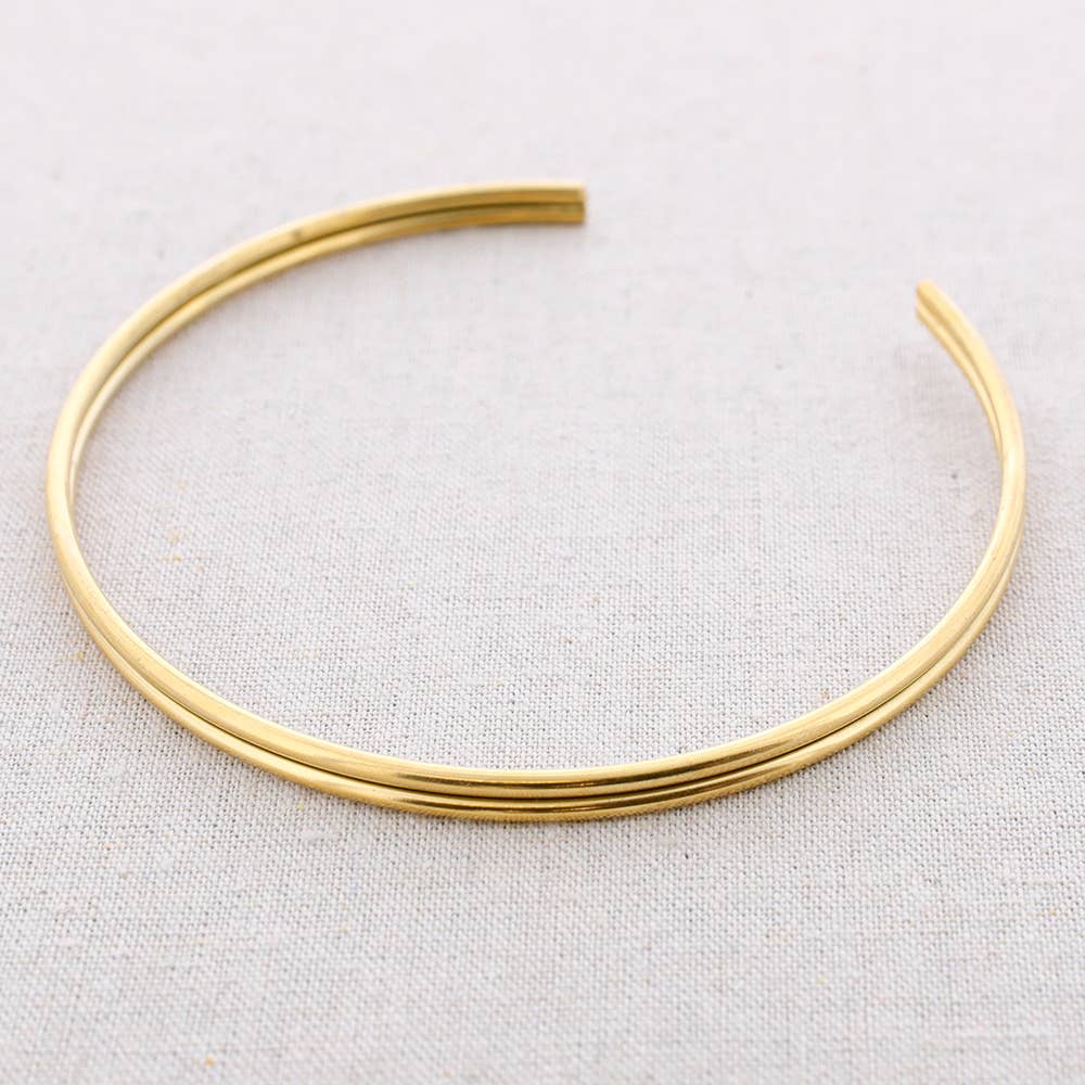 Choker Acero Ajustable Doble: Dorado