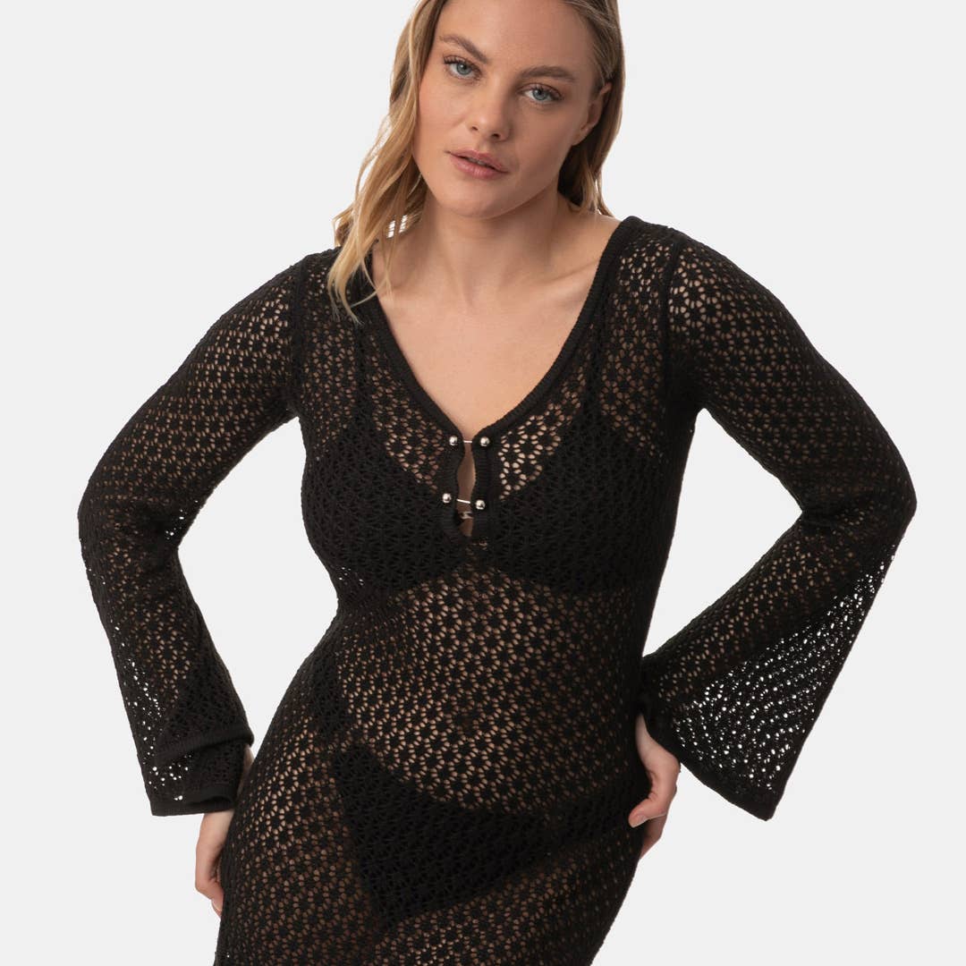 Vestido maxi de croché: Verde / S