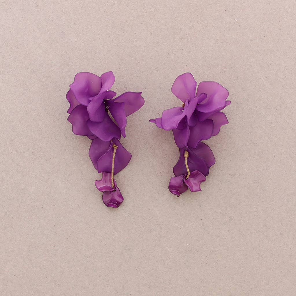 Pendientes Petalos Resina: Azul