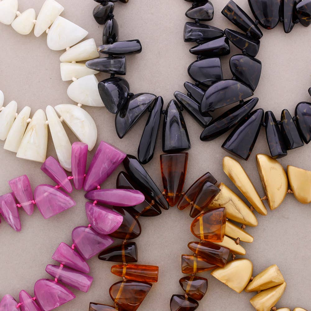 Gargantilla Cuentas Irregulares Resina (A): Dorado