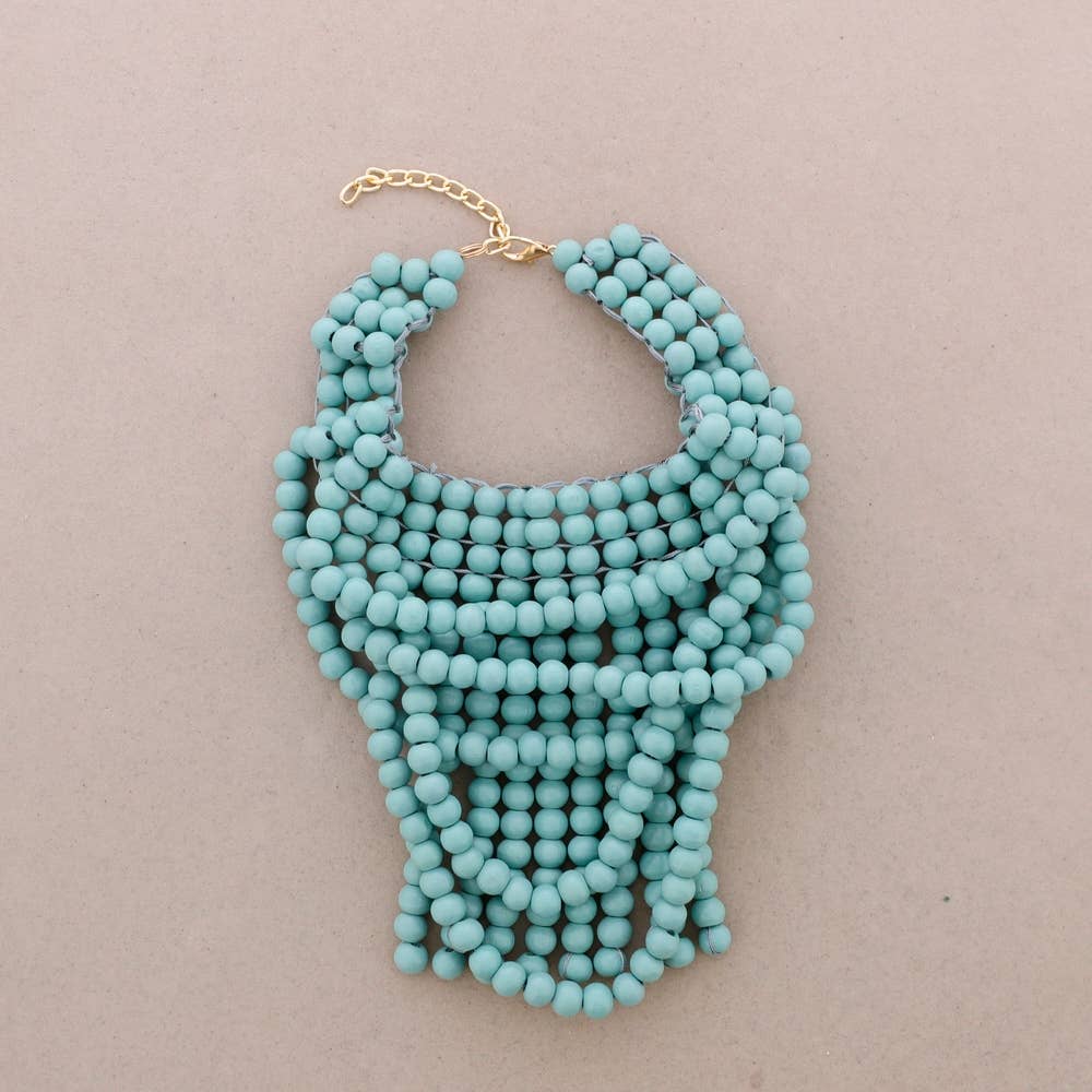 COLLAR BABERO CUENTAS MADERA: Dorado