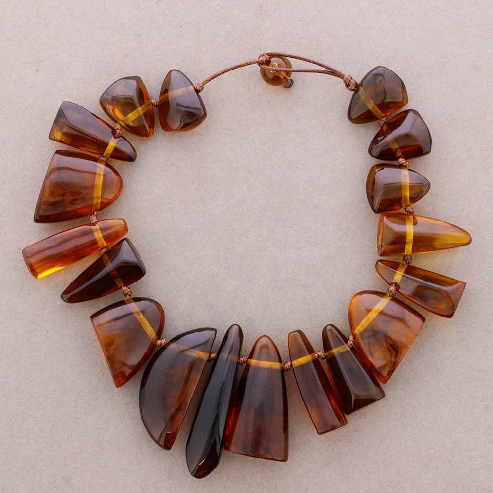 Gargantilla Cuentas Irregulares Resina (A): Leopardo