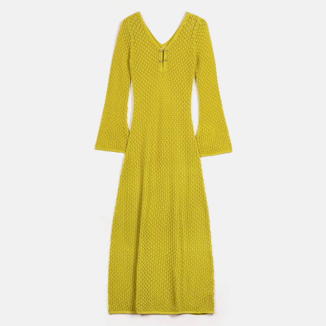 Vestido maxi de croché: Verde / L
