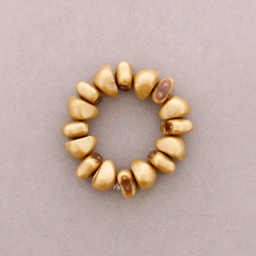 Pulsera Elastica Cuentas Irregulares Resina: Leopardo