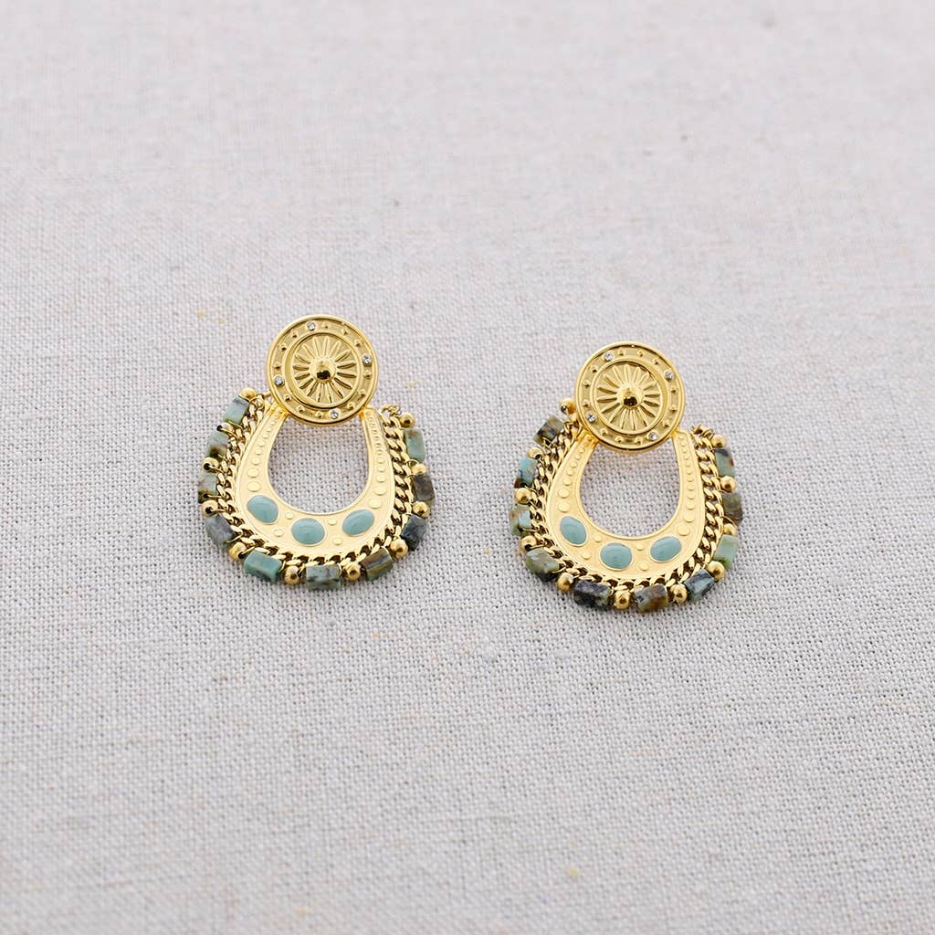 Pendientes Acero Cuentas Esmalte: Rosa