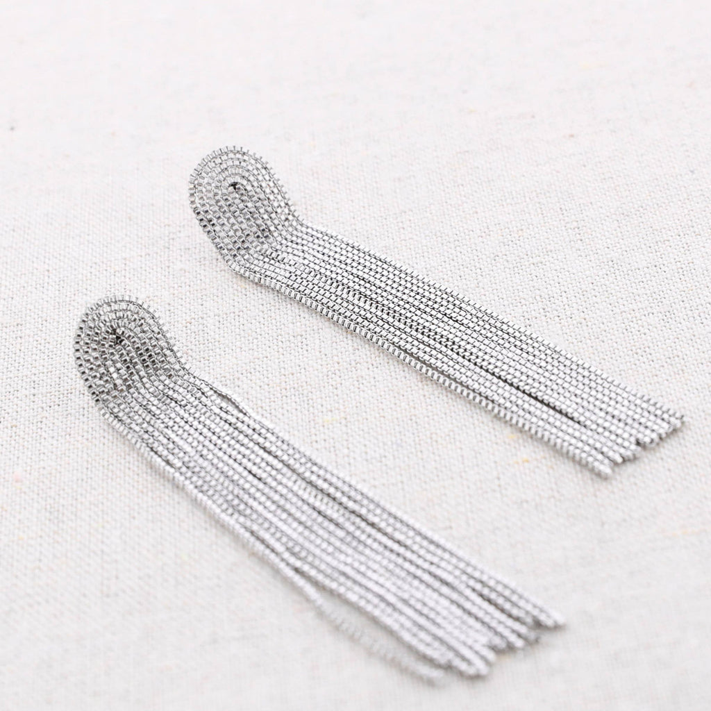 Pendientes Acero Flecos Cadenas 9cm: Plateado