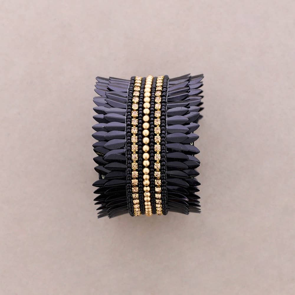 Pulsera Ajustable Lentejuelas: Negro