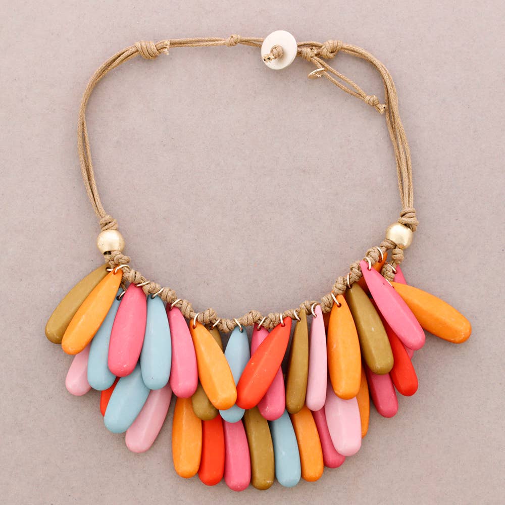 Gargantilla Doble Cuentas Resina: Beige