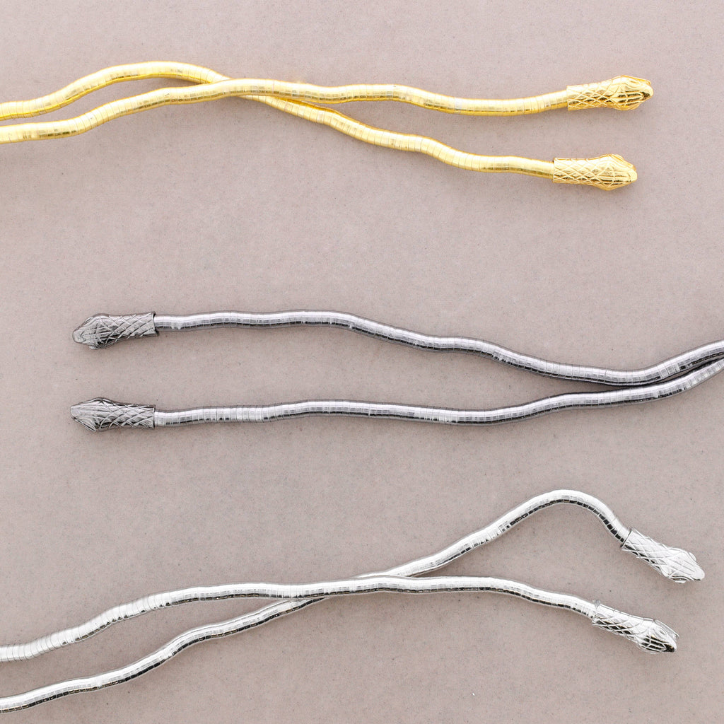 Collar Abierto Flexible Serpiente Metal: Dorado