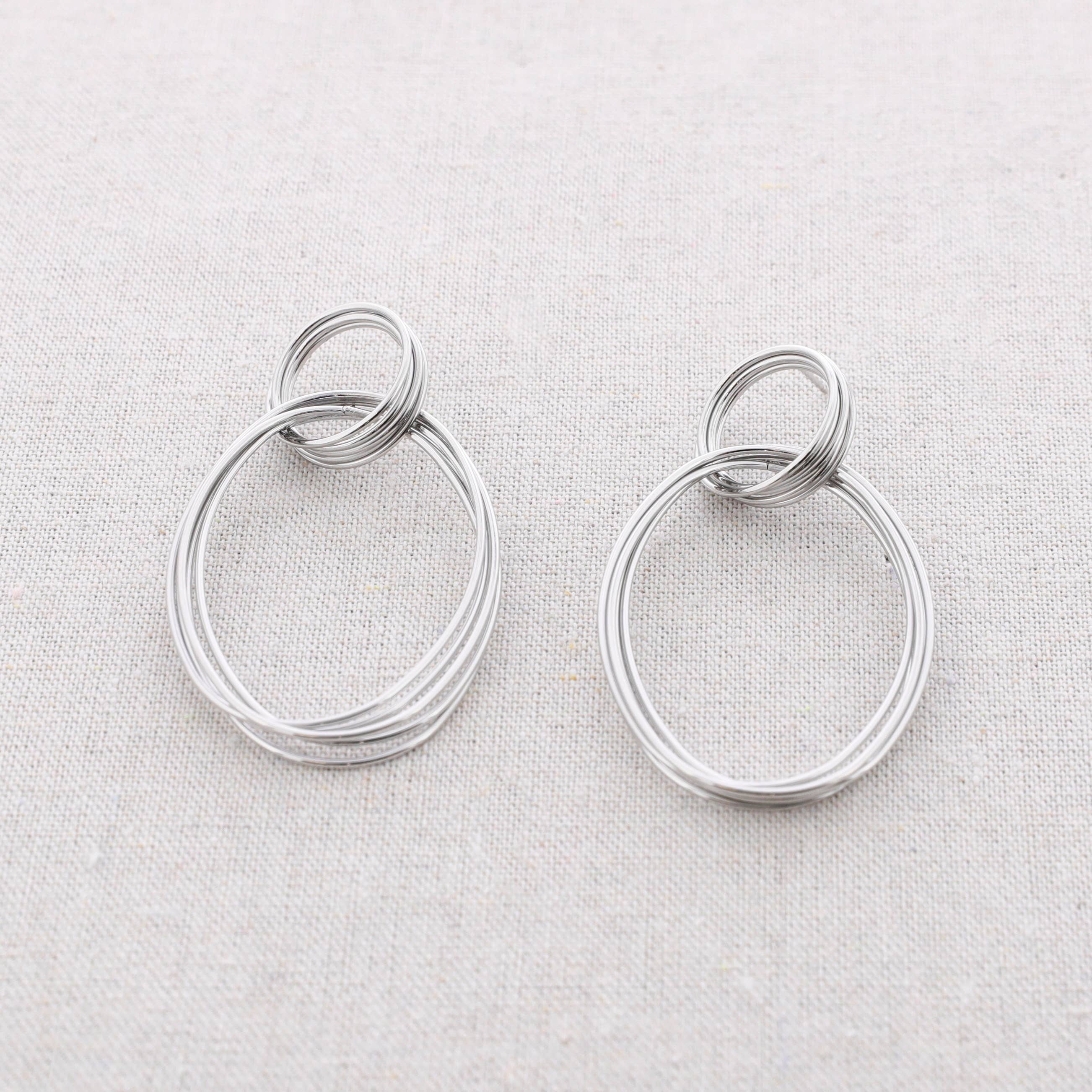 Pendientes Acero Doble Aro Alambres: Dorado