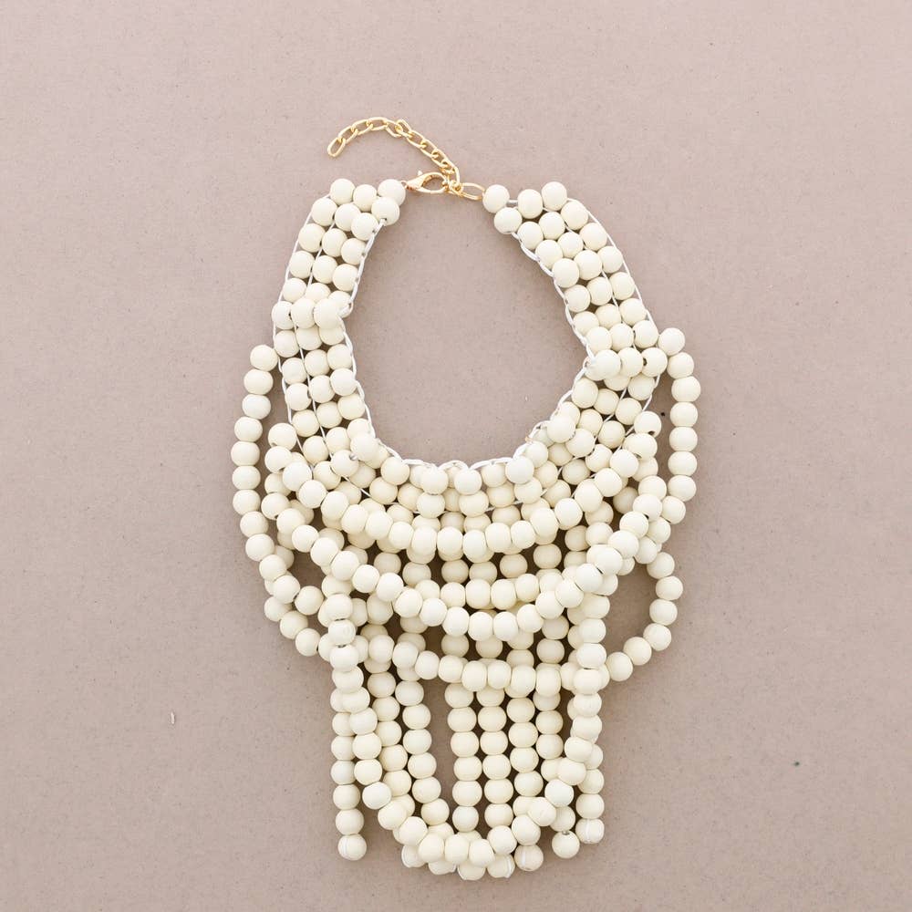 COLLAR BABERO CUENTAS MADERA: Dorado