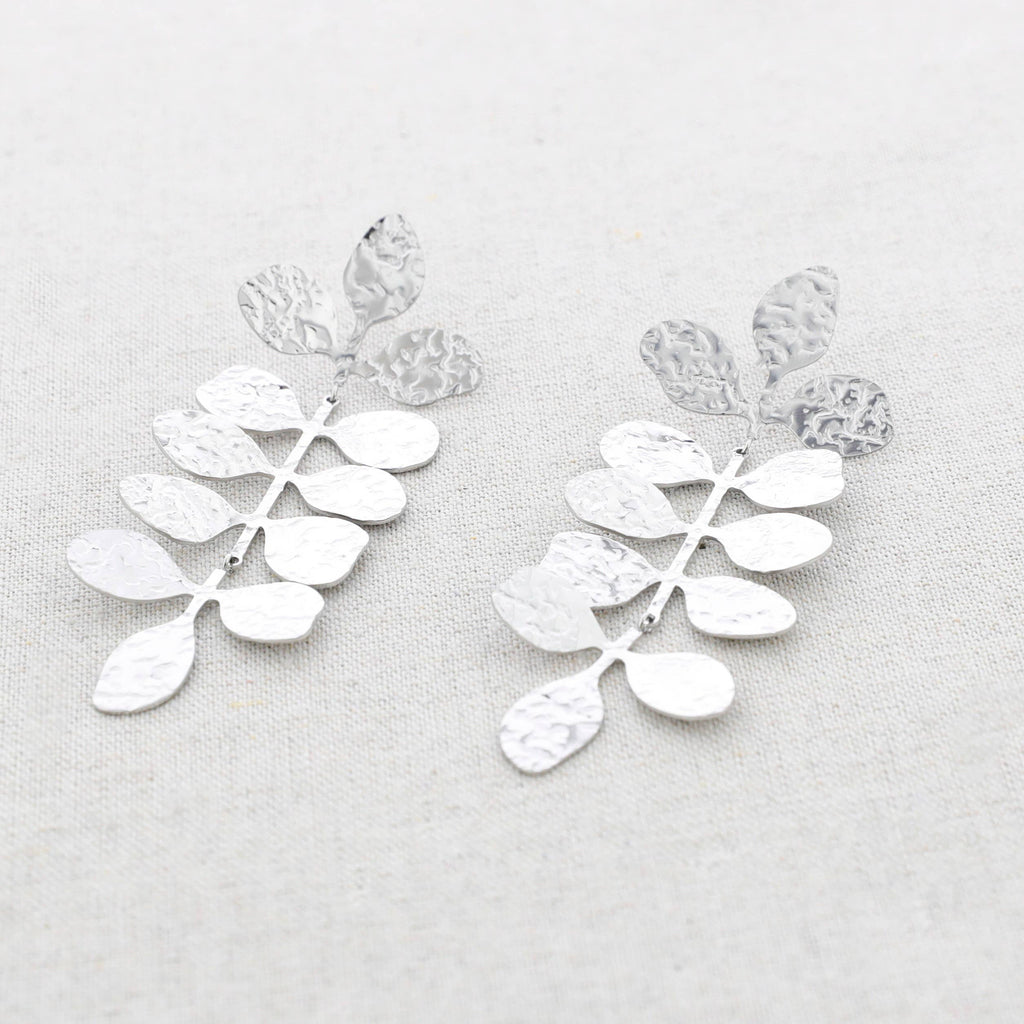 Pendientes Acero Hojitas: Dorado