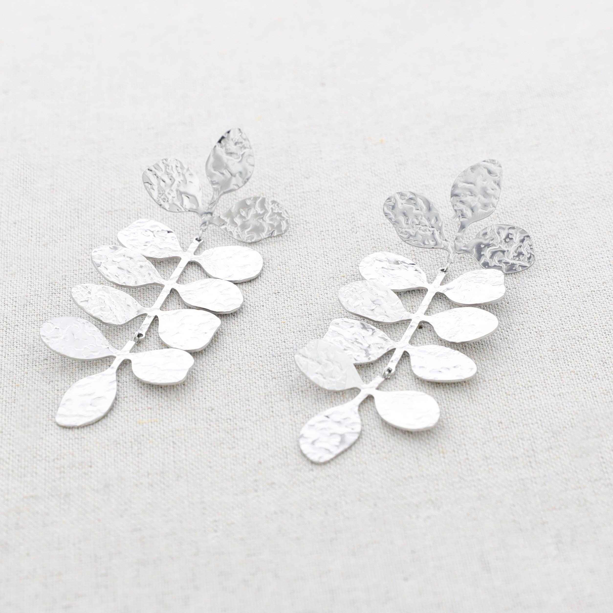 Pendientes Acero Hojitas: Dorado