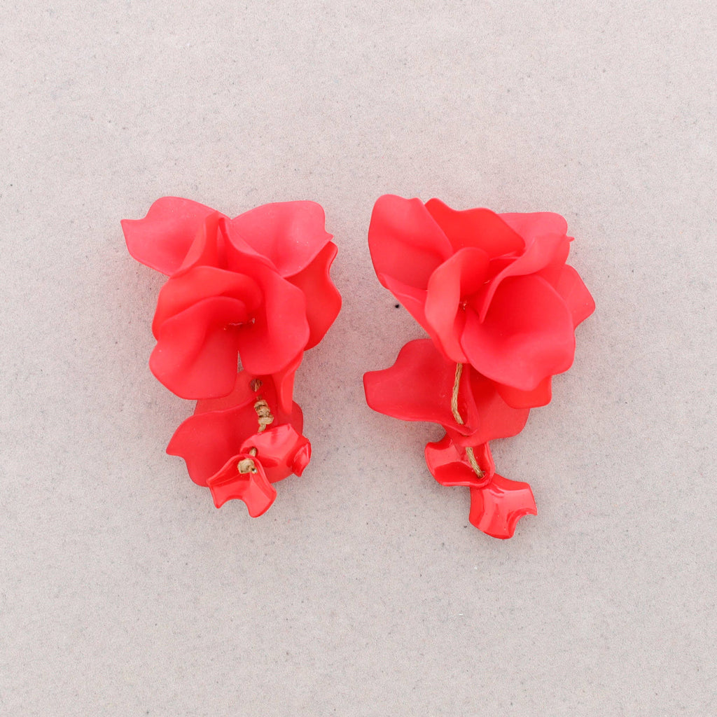 Pendientes Petalos Resina: Fucsia