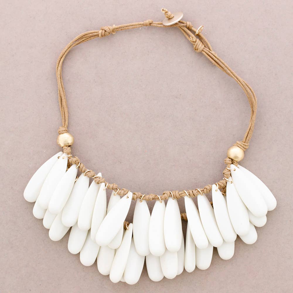 Gargantilla Doble Cuentas Resina: Beige