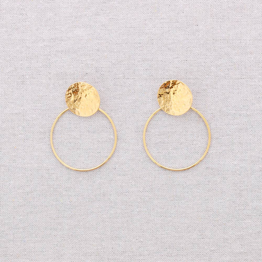 Pendientes Acero Medalla Colgante Aro: Dorado