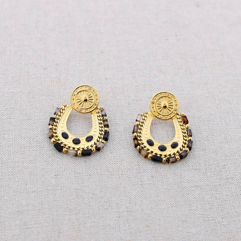 Pendientes Acero Cuentas Esmalte: Rosa