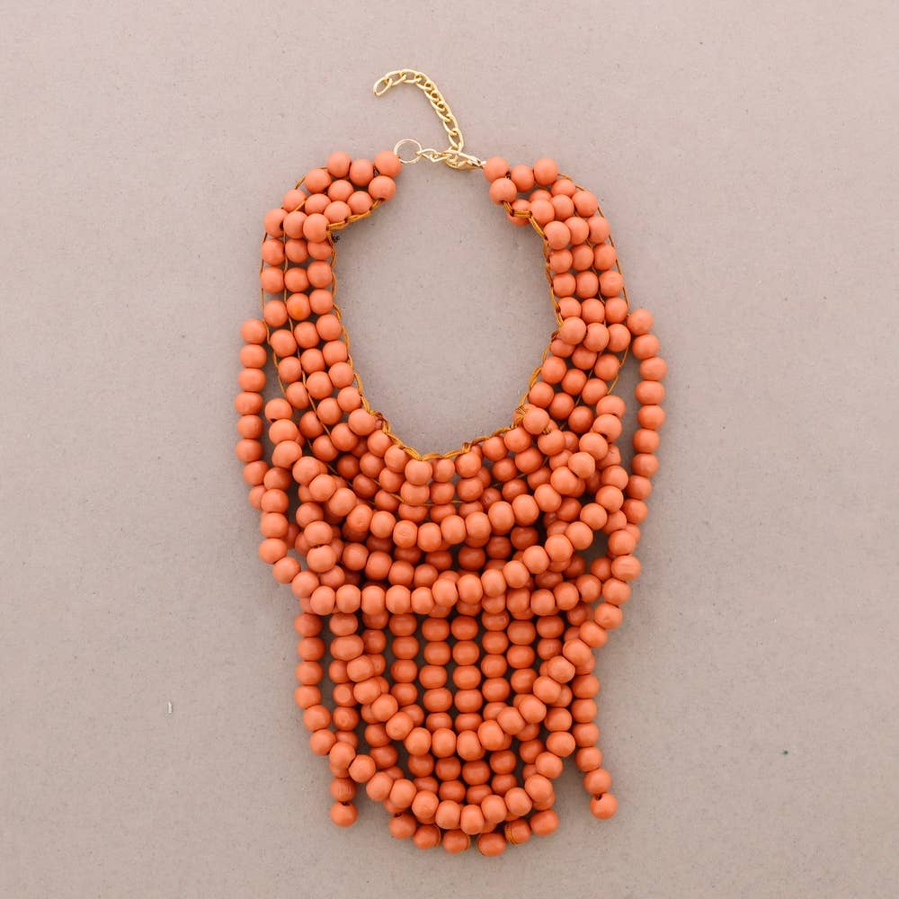 COLLAR BABERO CUENTAS MADERA: Dorado