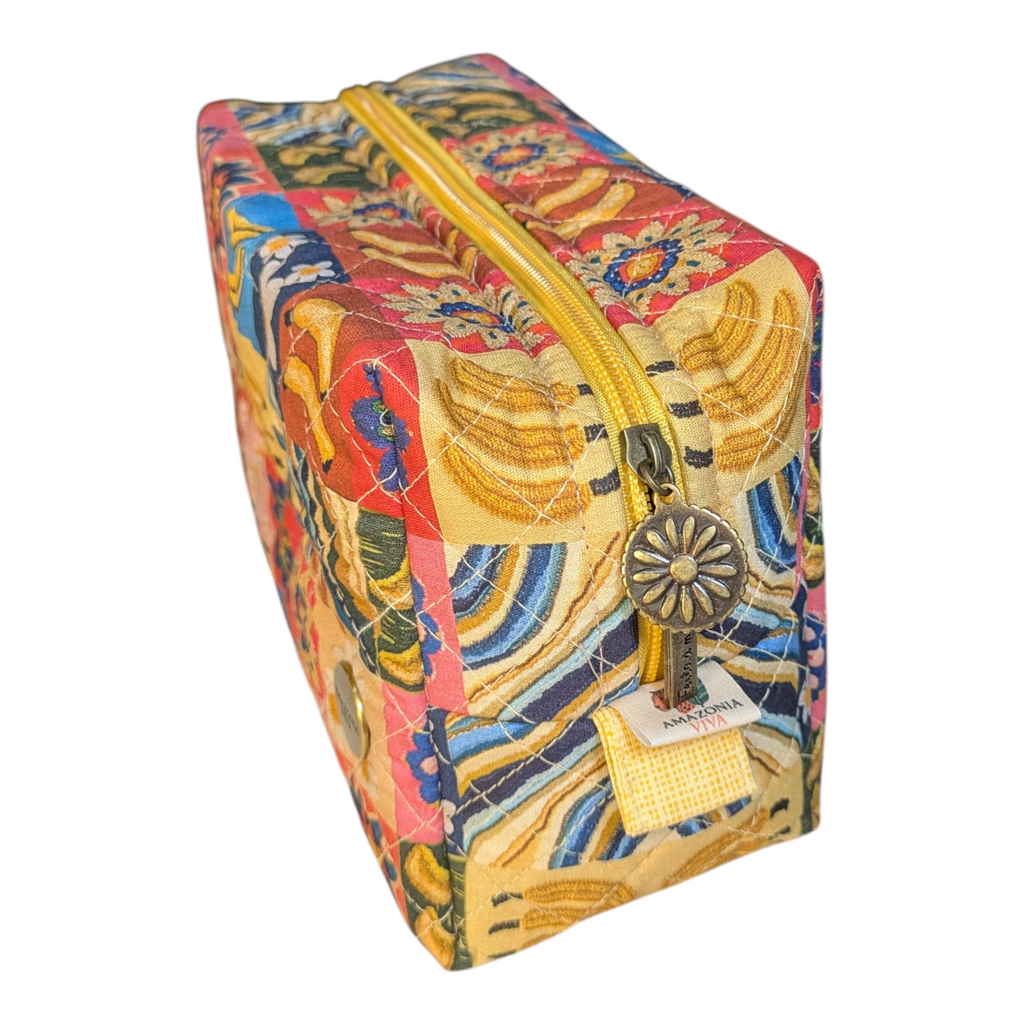 Mini Bag Flower Banana - Neceser Grande de Viaje Acolchado Matelassé con Interior Impermeable