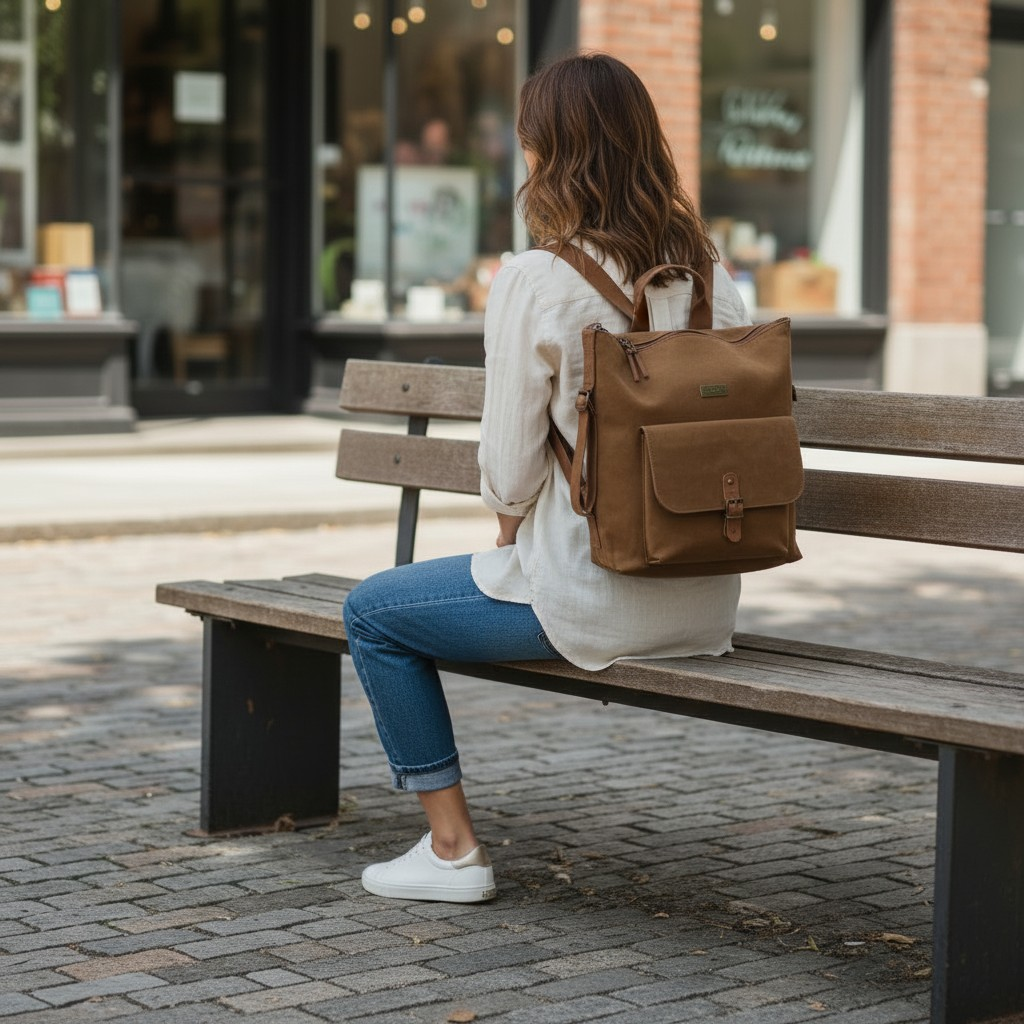 Ester Urban Bag - Bolso de Gamuza Convertible en Mochila