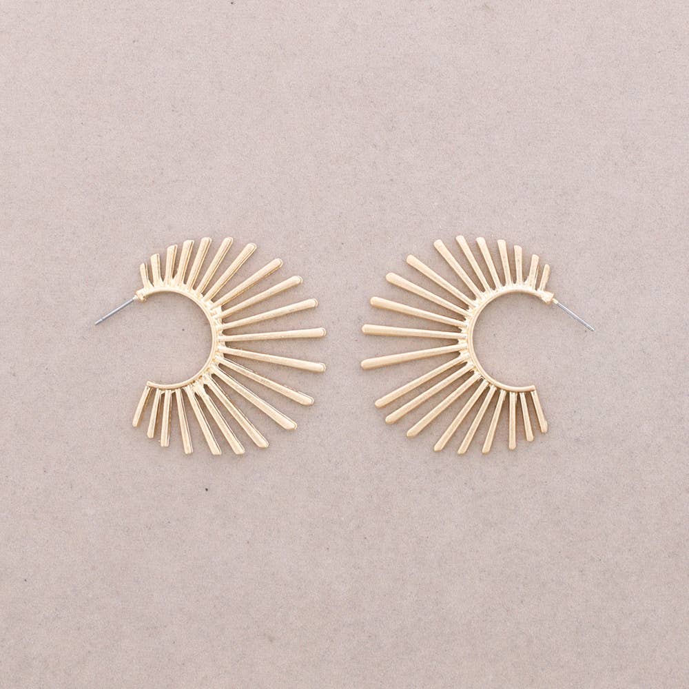 Pendientes Forma Abanico Metal: Dorado