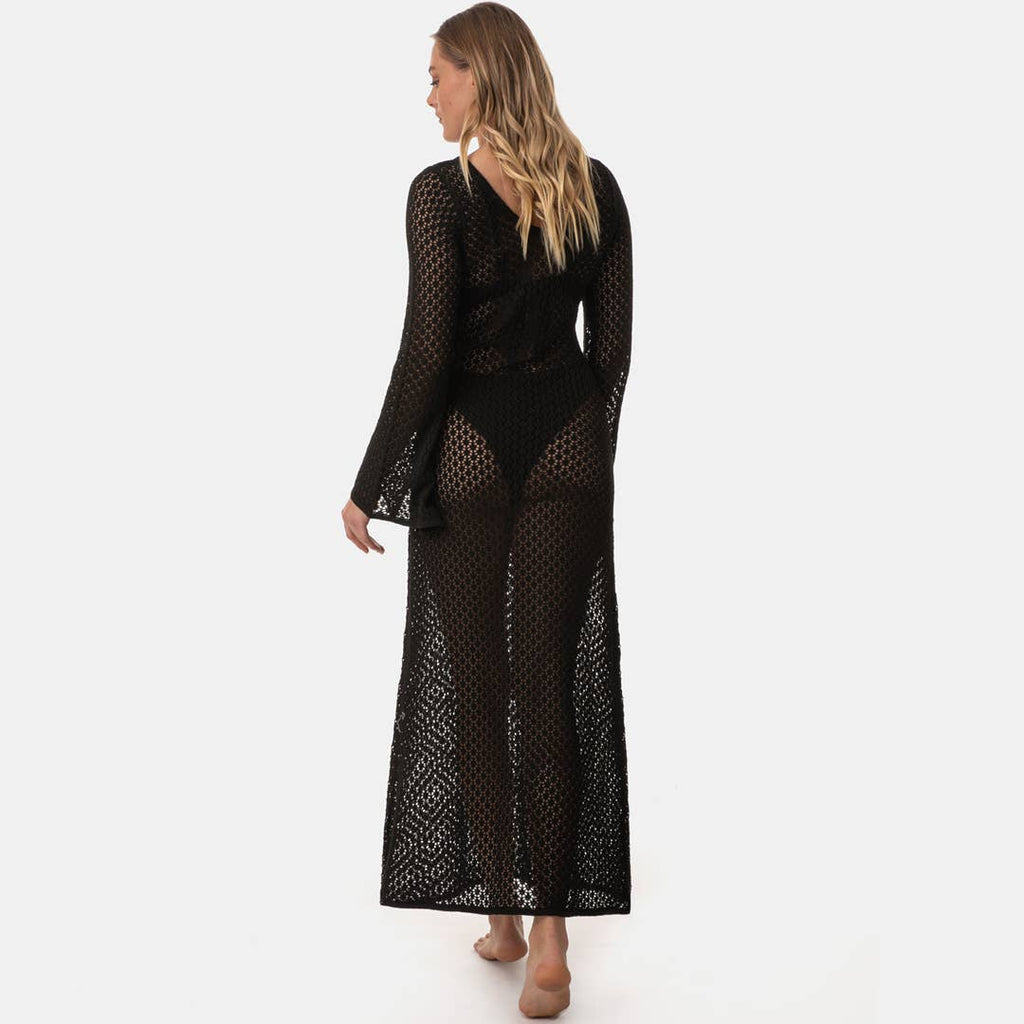 Vestido maxi de croché: Verde / L