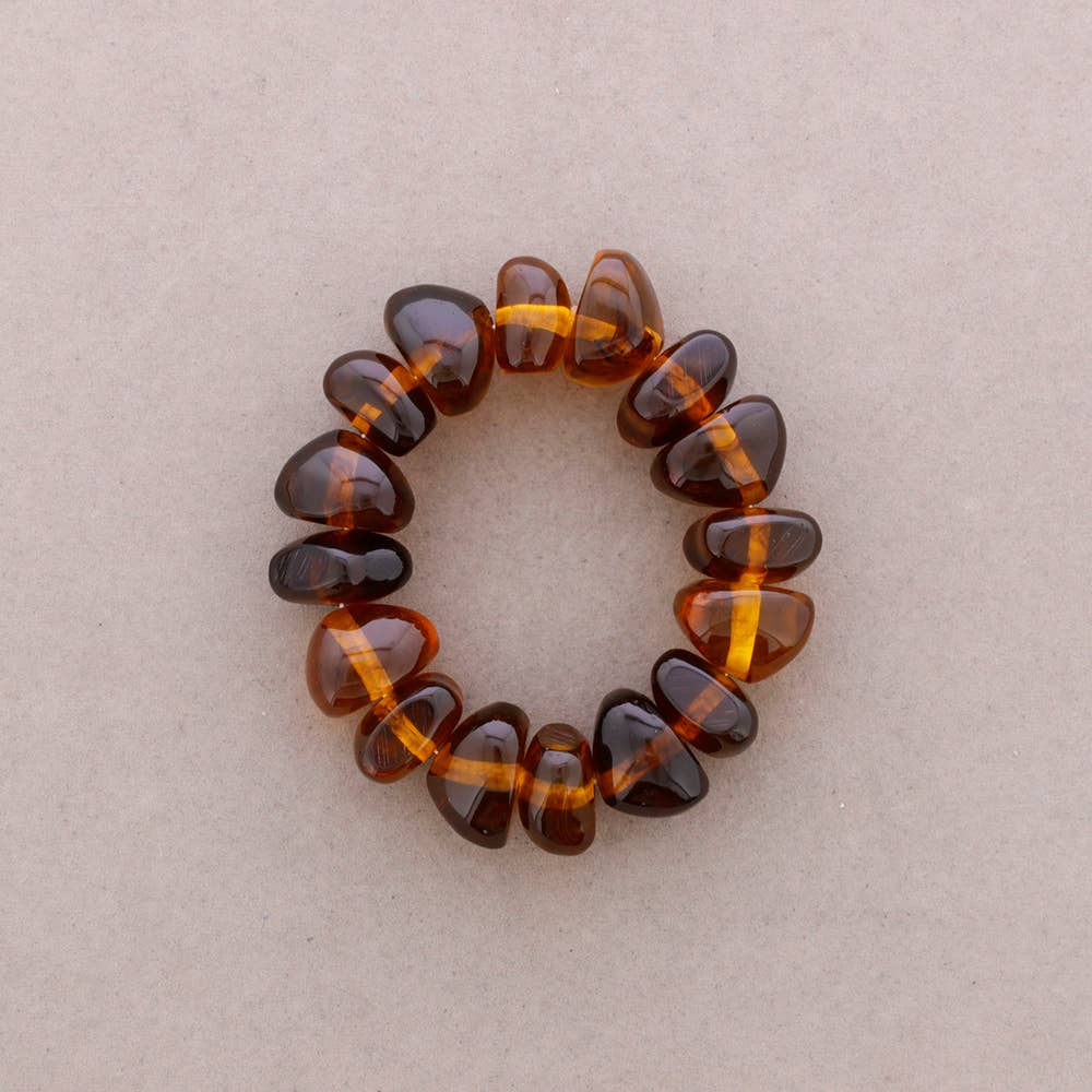 Pulsera Elastica Cuentas Irregulares Resina: Cuerno