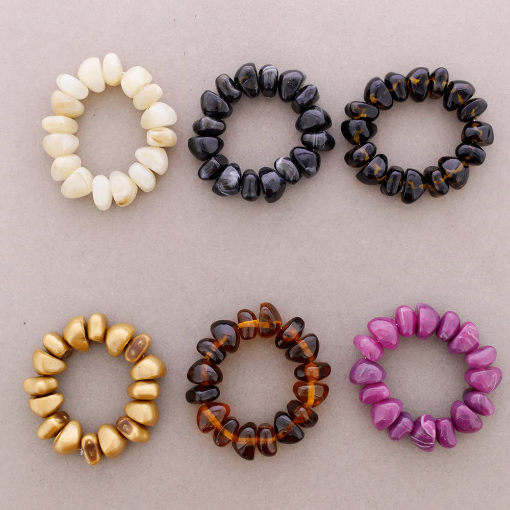 Pulsera Elastica Cuentas Irregulares Resina: Cuerno