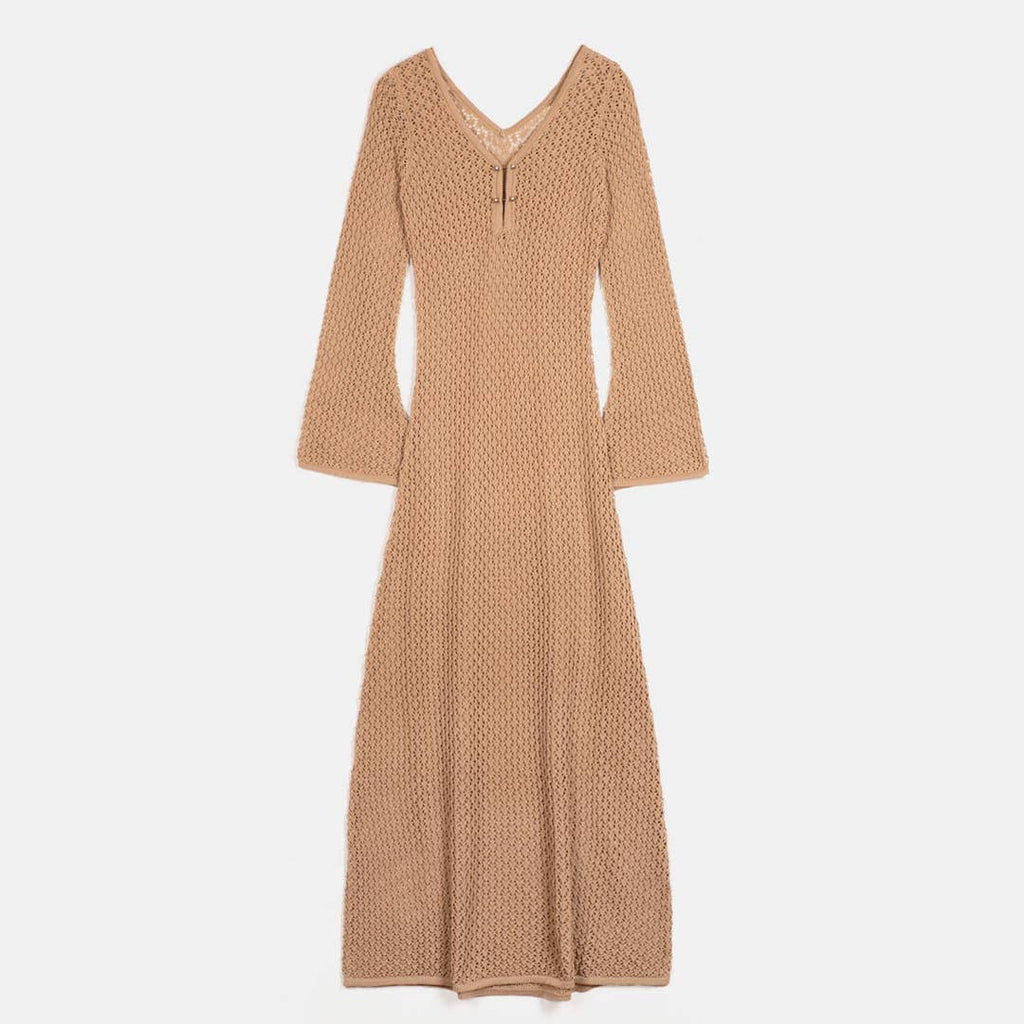 Vestido maxi de croché: Verde / L