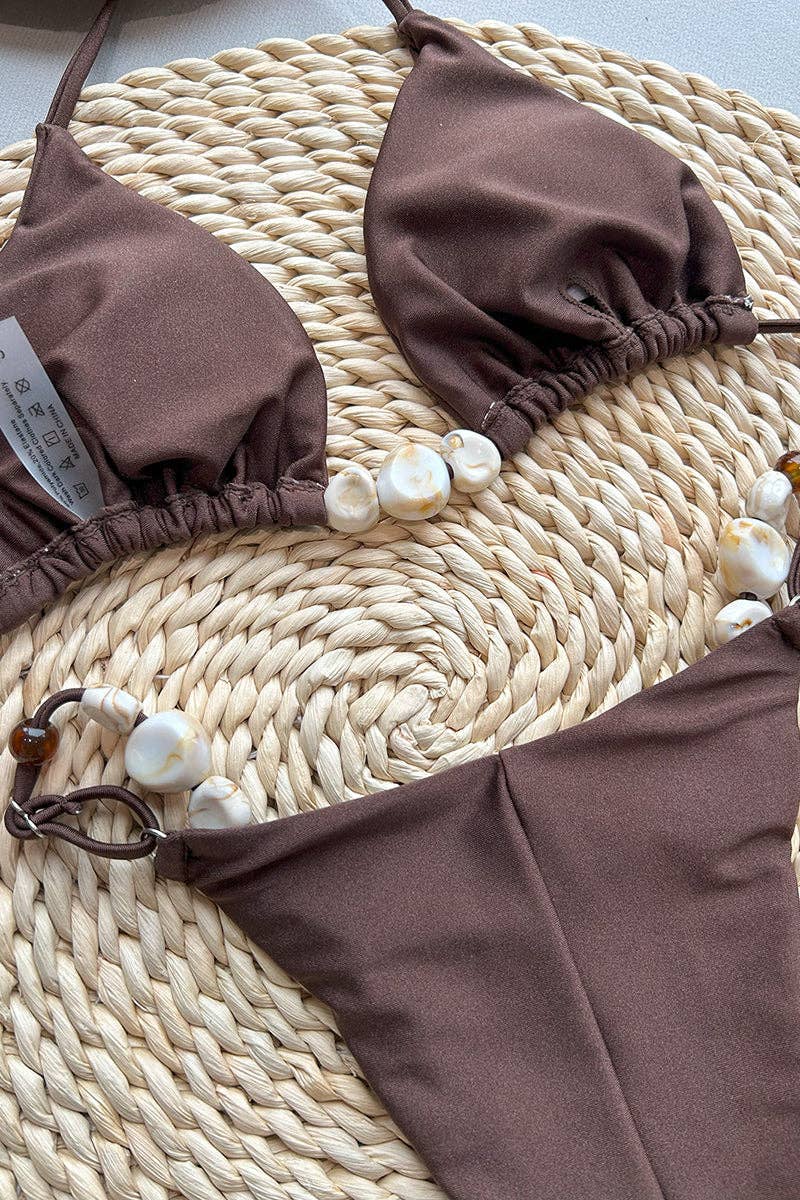 Conjunto de Bikini Chic con Detalles Elegantes: BROWN / L