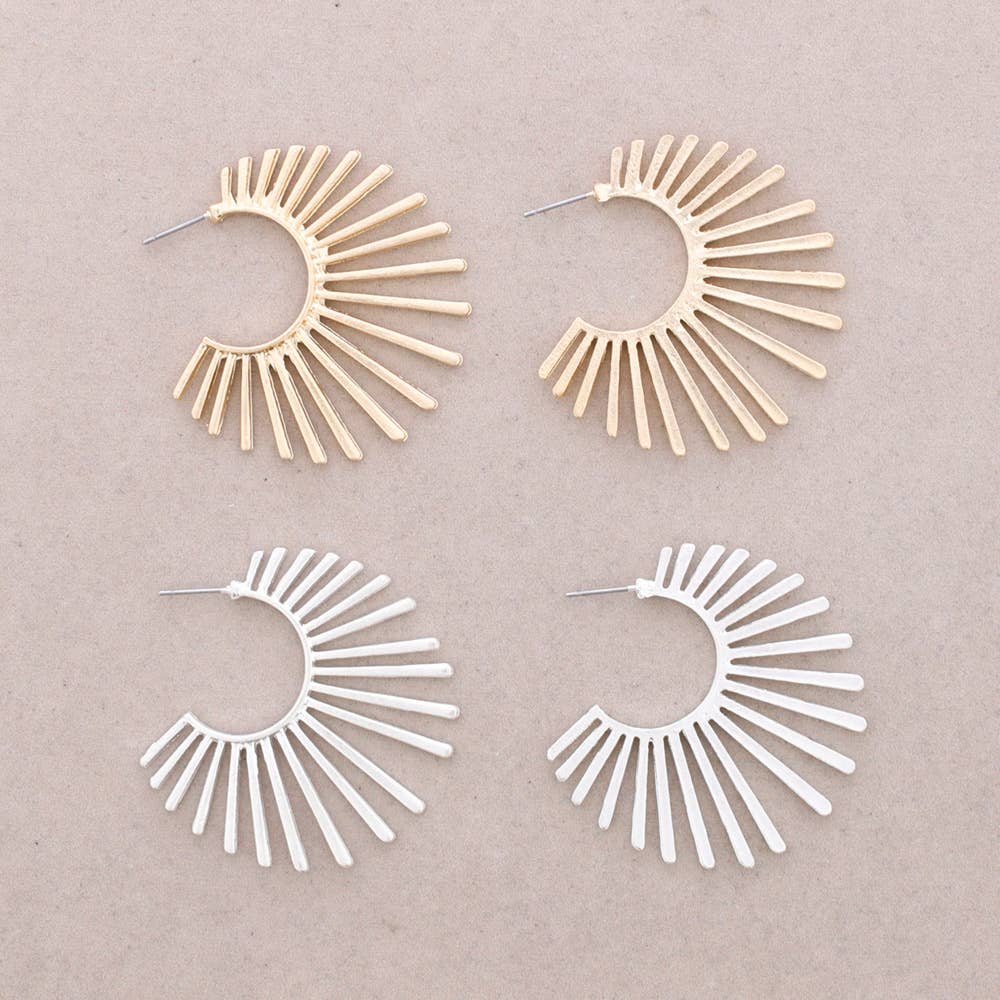 Pendientes Forma Abanico Metal: Dorado