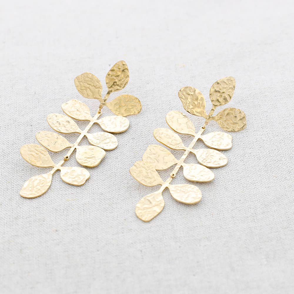 Pendientes Acero Hojitas: Dorado